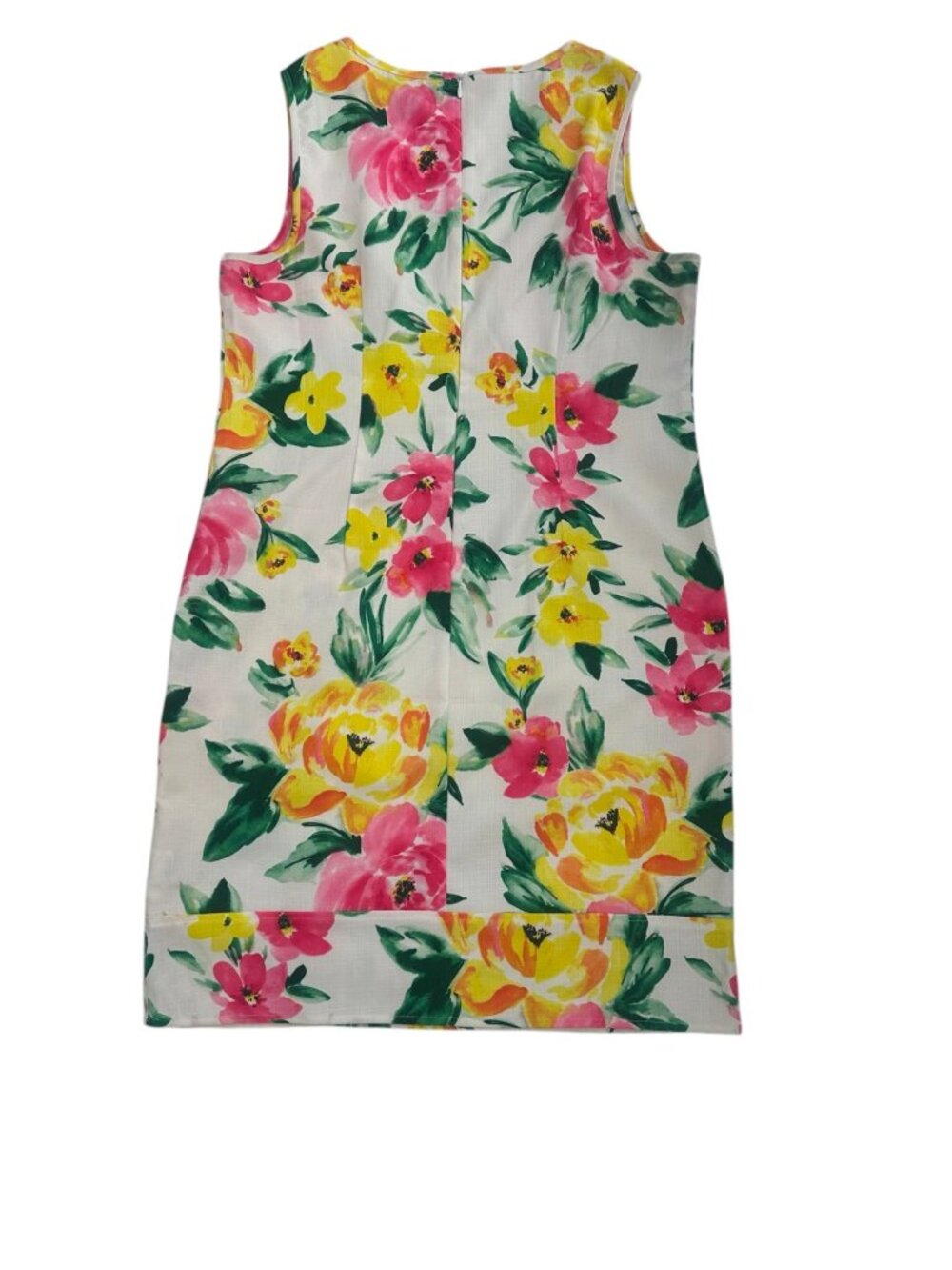 ✨ Nina Leonard Ivory Pink Yellow Floral Shift Dress Large ✨ - Picture 6 of 8